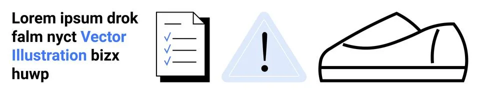 Checklist with three check marks, triangular warning icon with exclamation ma Stock Illustration
