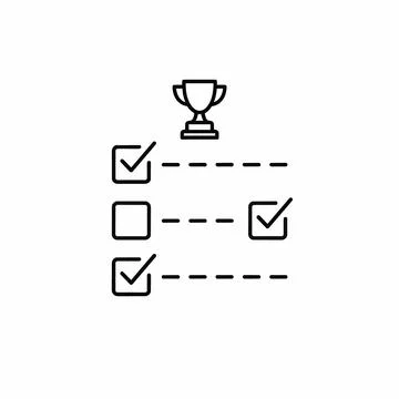 Checklist with trophy icon, success concept, line style Silhouette Stock Illustration