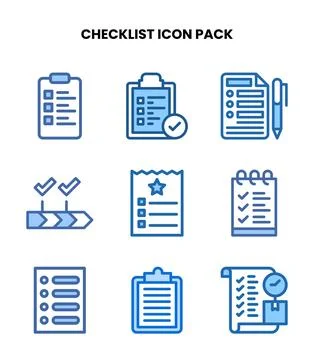Checklist Two Colour Graphics Icons Pack Stock Illustration