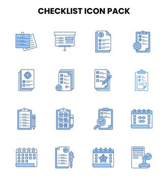 Checklist Two Colour Graphics Icons Pack Stock Illustration