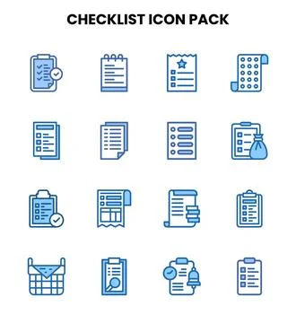 Checklist Two Colour Graphics Icons Pack Stock Illustration