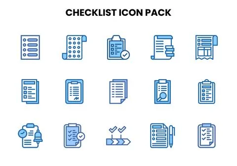 Checklist Two Colour Scalable Icons Pack Stock Illustration