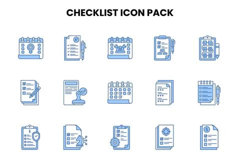 Checklist Two Colour UI Icons Pack Stock Illustration