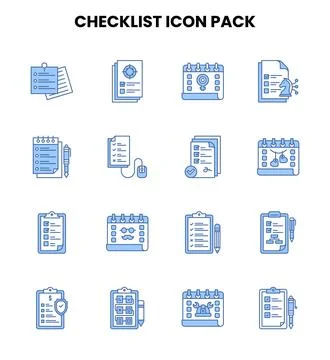 Checklist Two Colour Vector Icons Pack Stock Illustration