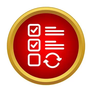 Checklist update red button with checkmark icon Illustrazione stock