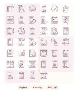 Checklist Vector Icon Collection featuring 40 Pixel Optimized High Resoluti.. Stock Illustration