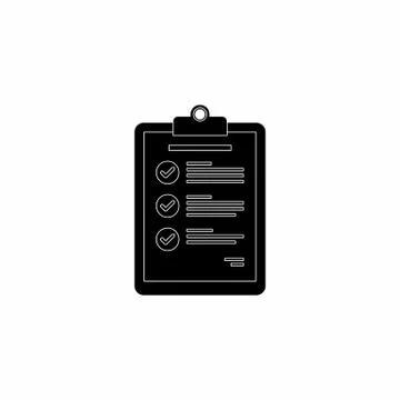 Checklist - White Outline icon vector isolated. Stock Illustration