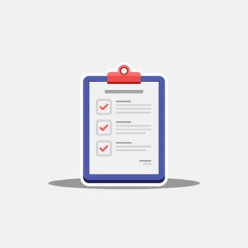 Checklist - White Stroke+Shadow icon vector isolated. Stock Illustration