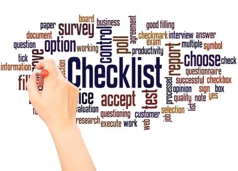 Checklist word cloud hand writing concept Stock Photos