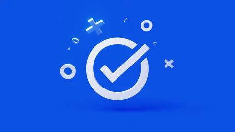 Checkmark 3d icon on a simple blue background 4k seamless animation loop Stock Footage 202091878