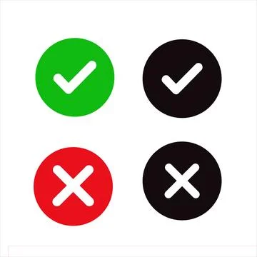 Checkmark and Cross Circle Icon Set Stock Illustration