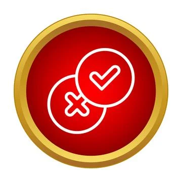 Checkmark and cross icons in red circle Stock Illustration