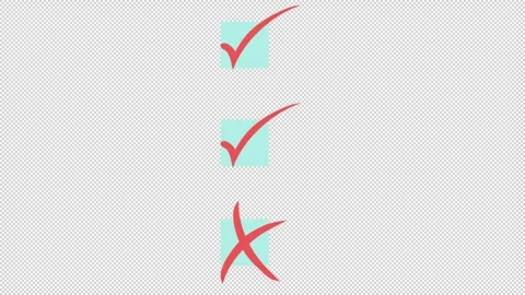 Checkmark and cross icons. Selection confirmation animation. Cartoon Stock Footage 324901813