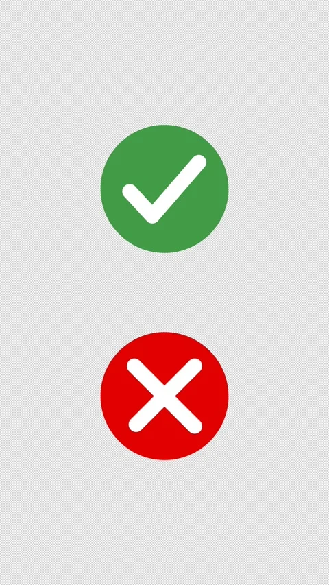 Checkmark and Cross Mark Icons Animation on Transparent Background with Alpha Видео 338168060