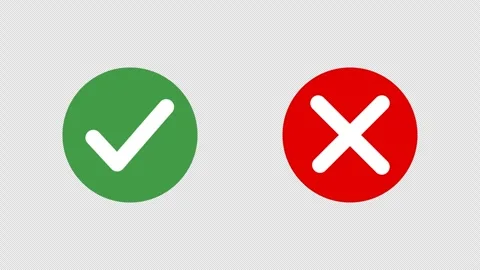 Checkmark and Cross Mark Icons Animation on Transparent Background with Alpha Stock Footage 338168079