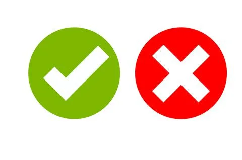 Checkmark and x or confirm and deny circle icon button Stock Illustration