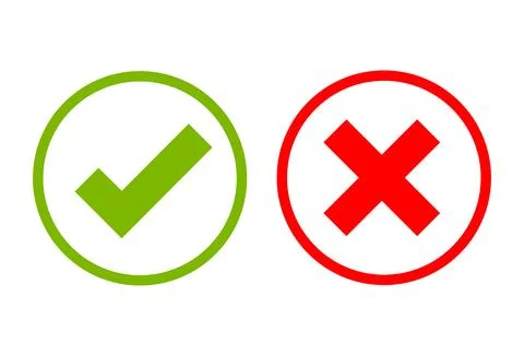 Checkmark and x or confirm and deny circle icon button Stock Illustration