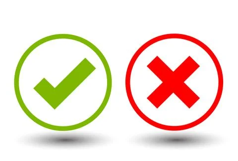 Checkmark and x or confirm and deny circle icon button Stock Illustration
