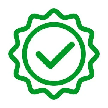 Checkmark certification badge icon. Permit or pass. Vector. Stock Illustration