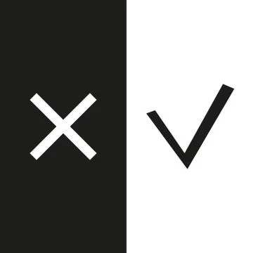 Checkmark check, x or approve deny line art vector icon for apps and websites Stock Illustration