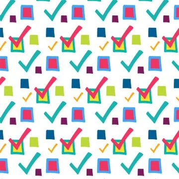Checkmark, checkbox vector seamless pattern 스톡 일러스트
