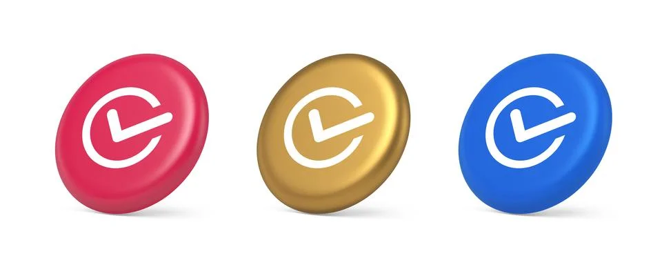 Checkmark in circle done approved button ok acceptance positive vote enter .. Illustrazione stock