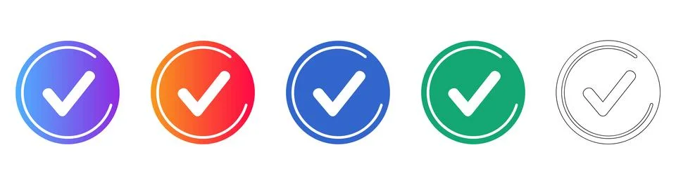 Checkmark Circle Icon Set Stock Illustration