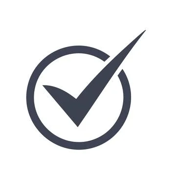 Checkmark circle icon. Simple checkmark inside a circle, represents approva.. Stock Illustration