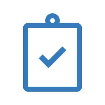 Checkmark, clipboard, task icon. Blue vector design. Illustrazione stock