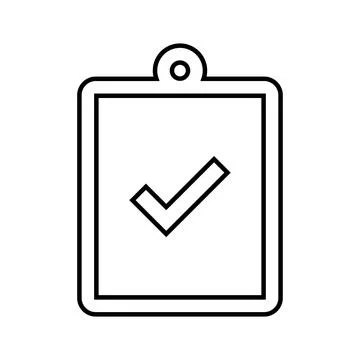 Checkmark, clipboard, task outline icon. Line art vector. イラスト素材