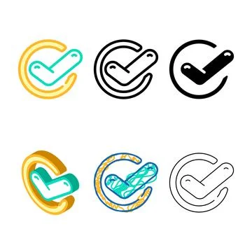 Checkmark compliance color icon vector styleset Stock Illustration