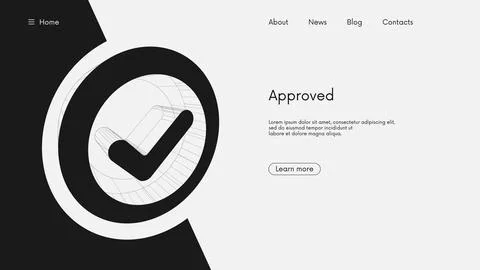 Checkmark concept of success accepted approve, web button for vote, futuris.. Stock Illustration