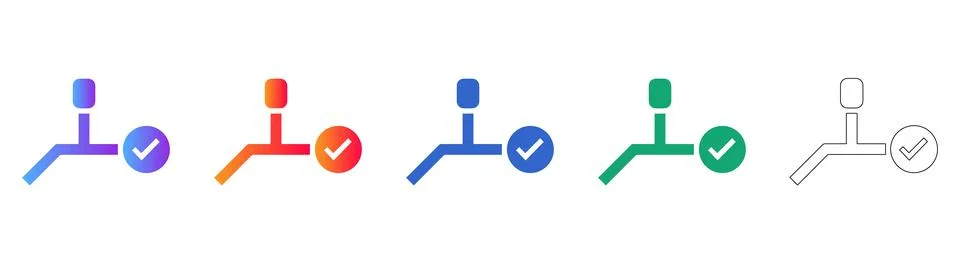 Checkmark Connection Node Icon Set Stock Illustration