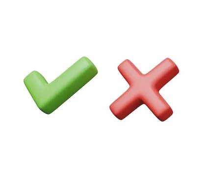 Checkmark cross 3d icon. 3d render minimal cartoon illustration Stock Illustration
