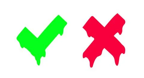 Checkmark, cross flowing paint. Vector Stock Illustration
