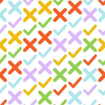 Checkmark Cross Seamless Pixel Dithering Pattern. Vector seamless dithering.. Stock Illustration