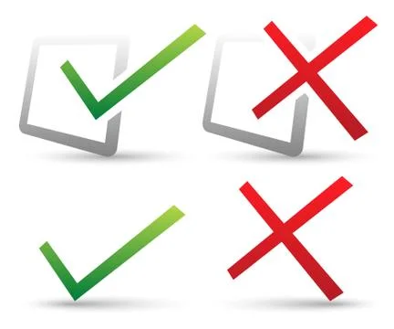 Checkmark, cross set. vector illustration Stock Illustration