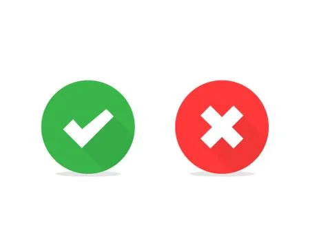 Checkmark cross vector symbol on white background Stock Illustration