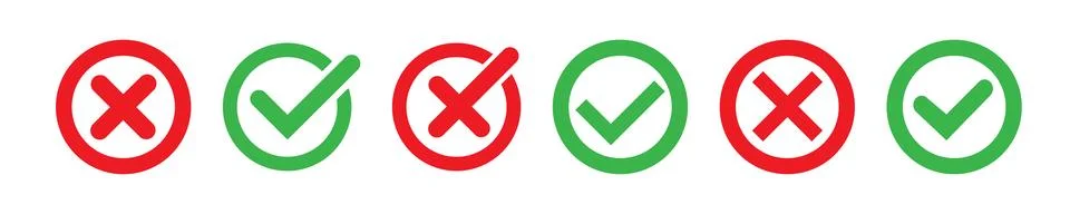 Checkmark cross on white background. Isolated vector sign symbol. Vector Stock Illustration