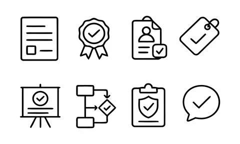 Checkmark document certificate checklist badge presentation Stock Illustration