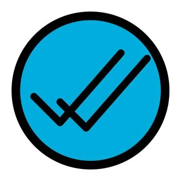 Checkmark done circle icon line isolated on white background. Black flat th.. Stock Illustration