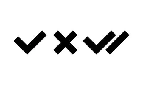 Checkmark double right symbol icon set, wrong symbol on isolated white backgr Stock Illustration