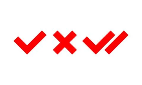Checkmark double right symbol icon set, wrong symbol on isolated white backgr Stock Illustration