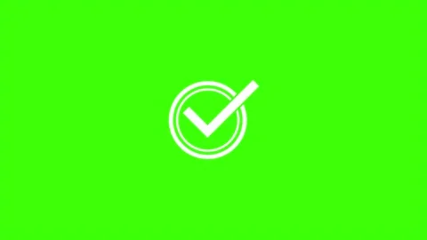 Checkmark icon animation on green screen background, animated checkmark Stock Footage 304476406