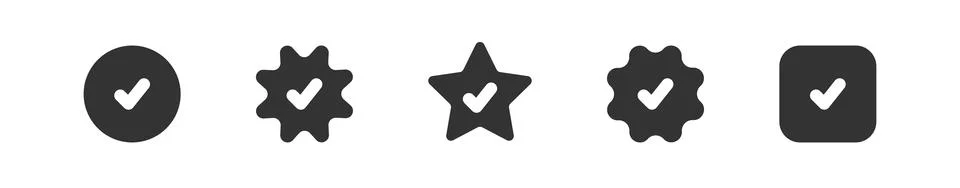 Checkmark icon. Circle and square check mark. Yes, ok, good, confirm sign. .. Stock Illustration