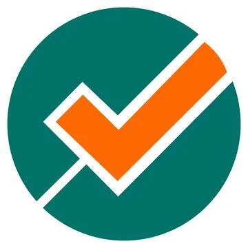 Checkmark icon inside solid circle vector button Illustrazione stock