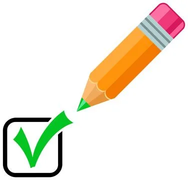 Checkmark icon with pencil Stock Illustration