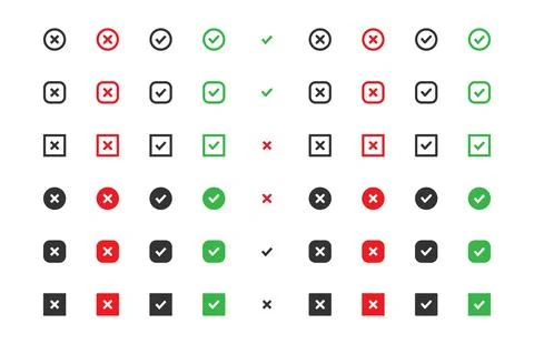 Checkmark icon set. Tick mark icon. Check, correct, yes, ok green sign. Cro.. Stock Illustration
