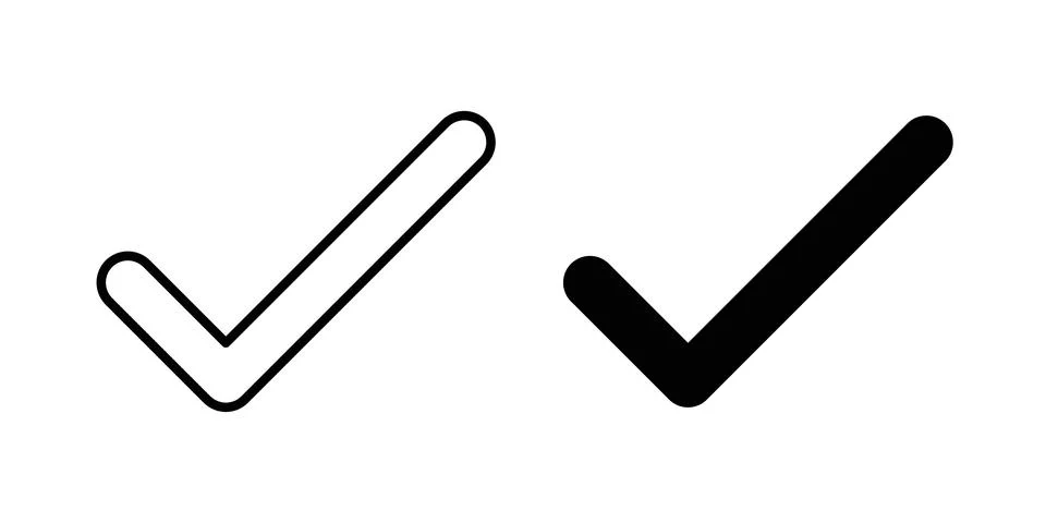Checkmark icon thin line and clipart style vector set Stock Illustration