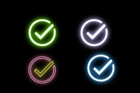 Checkmark icon vector neon glow Stock Illustration